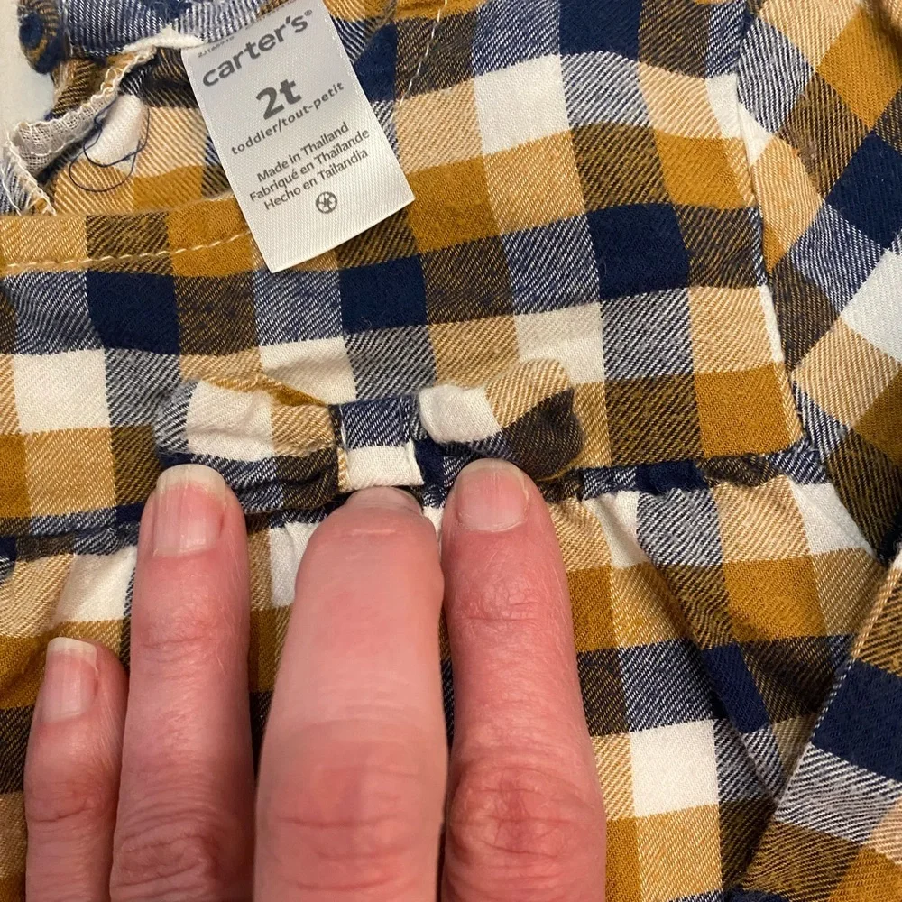 Carter’s Mustard Yellow and White Checkered Top and Navy Leggings Set, girls 2T